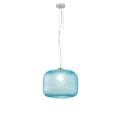 Lámpara colgante Ashford, turquesa, Ø 40 cm, cristal