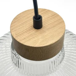 Lámpara colgante Asta, madera de roble/cristal, Ø 28 cm, E27