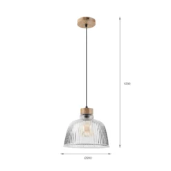 Lámpara colgante Asta, madera de roble/cristal, Ø 28 cm, E27