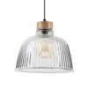 Lámpara colgante Asta, madera de roble/cristal, Ø 28 cm, E27