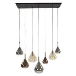 Lámpara colgante Aurelie mixta, 7 luces, cristal, multicolor