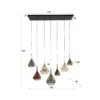 Lámpara colgante Aurelie mixta, 7 luces, cristal, multicolor