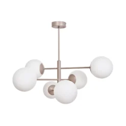 Lámpara colgante Aurora, beige, Ø 60 cm, 6 luces, cristal, E14