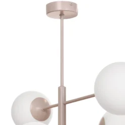 Lámpara colgante Aurora, beige, Ø 60 cm, 6 luces, cristal, E14