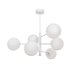 Lámpara colgante Aurora, blanca, Ø 60 cm, 6 luces, cristal, E14