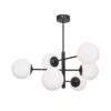 Lámpara colgante Aurora, negra, Ø 60 cm, 6 luces, cristal, E14