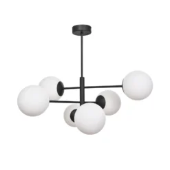 Lámpara colgante Aurora, negra, Ø 60 cm, 6 luces, cristal, E14