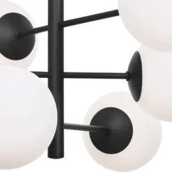 Lámpara colgante Aurora, negra, Ø 60 cm, 6 luces, cristal, E14