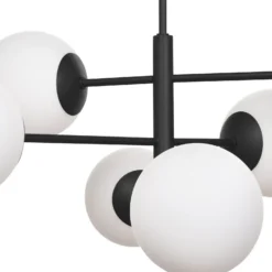 Lámpara colgante Aurora, negra, Ø 60 cm, 6 luces, cristal, E14