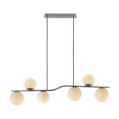 Lámpara colgante Avalyn de Lindby, color níquel, cristal, 110 cm, E14
