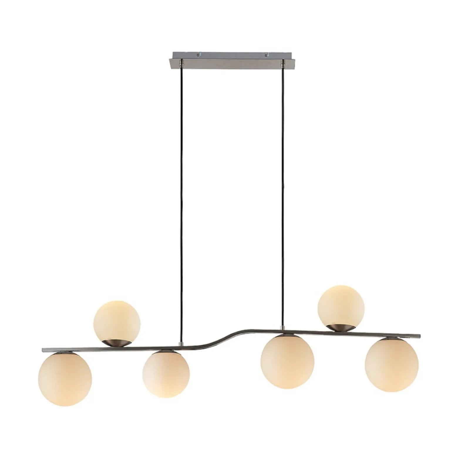 Lámpara colgante Avalyn de Lindby, color níquel, cristal, 110 cm, E14