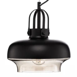 Lámpara colgante AV-5064-1BSY, pantalla de metal y cristal