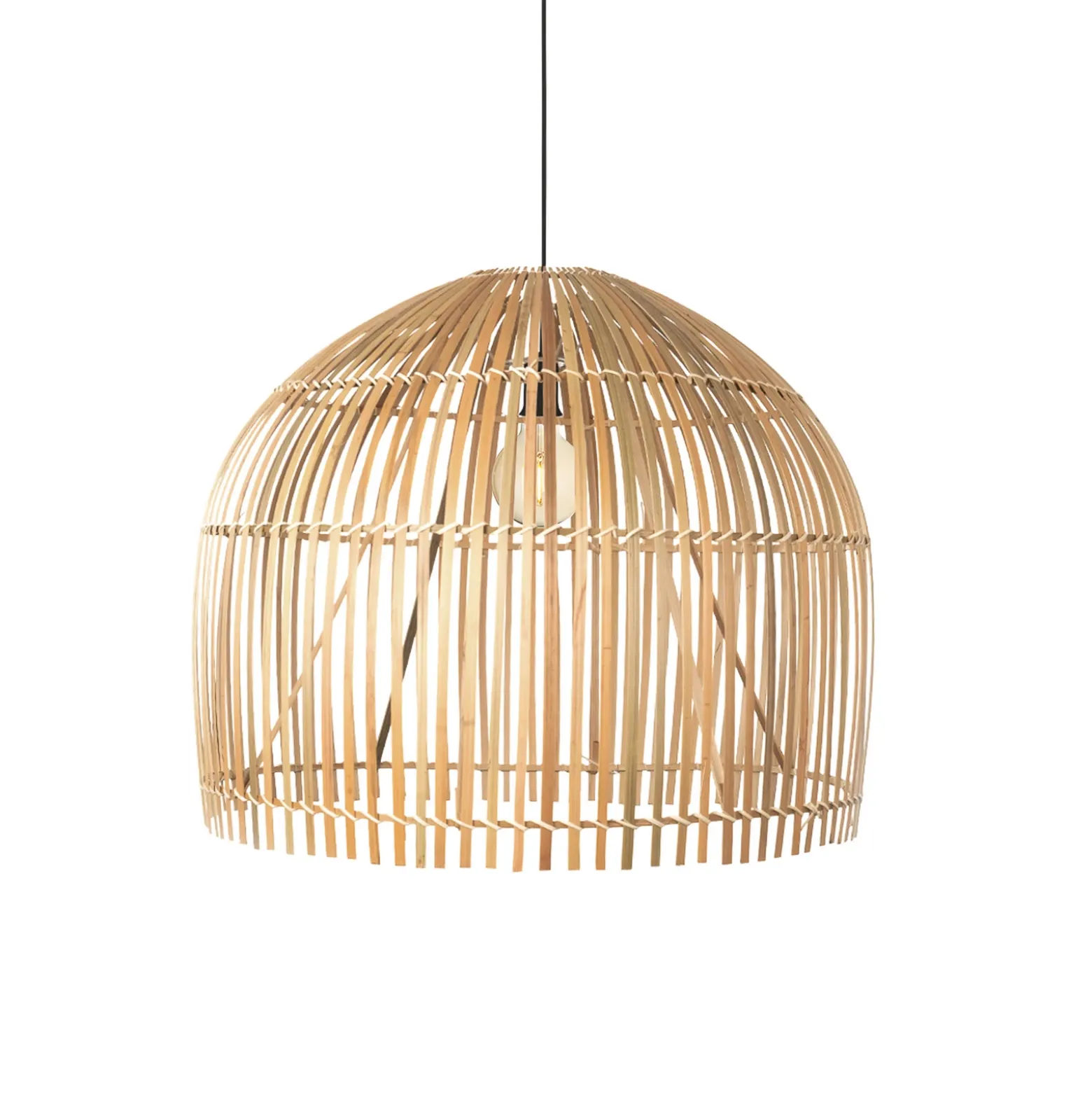 Lámpara colgante Bali, Ø 60 cm, bambú, madera clara, E27