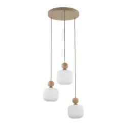 Lámpara colgante Ballo, 3 luces, blanca, cristal, Ø 35 cm