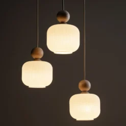 Lámpara colgante Ballo, 3 luces, blanca, cristal, Ø 35 cm