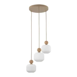 Lámpara colgante Ballo, 3 luces, blanca, cristal, Ø 35 cm