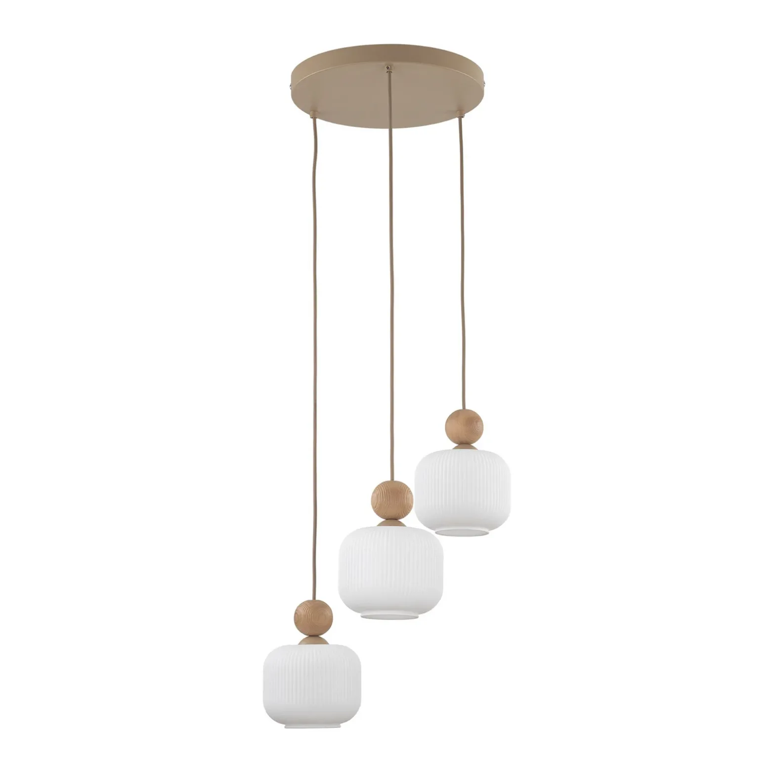 Lámpara colgante Ballo, 3 luces, blanca, cristal, Ø 35 cm