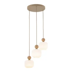 Lámpara colgante Ballo, 3 luces, blanca, cristal, Ø 35 cm