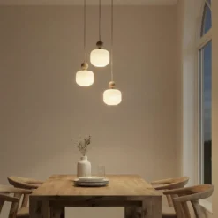 Lámpara colgante Ballo, 3 luces, blanca, cristal, Ø 35 cm