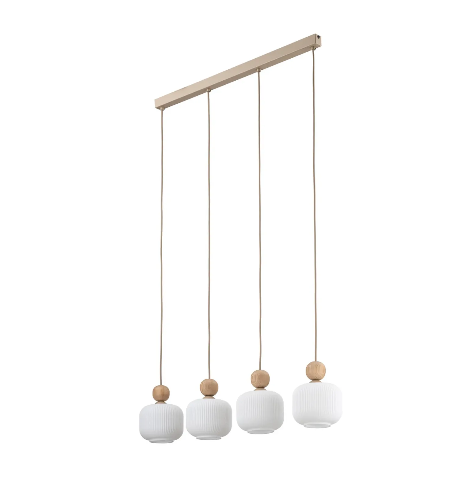 Lámpara colgante Ballo, 4 luces, beige, cristal, longitud 80 cm