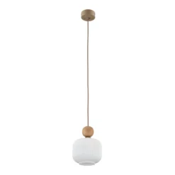 Lámpara colgante Ballo, 1 luz, blanca, cristal, Ø 15 cm, E14