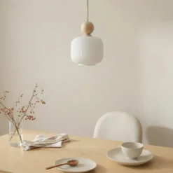Lámpara colgante Ballo, 1 luz, blanca, cristal, Ø 15 cm, E14