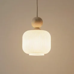 Lámpara colgante Ballo, 1 luz, blanca, cristal, Ø 15 cm, E14