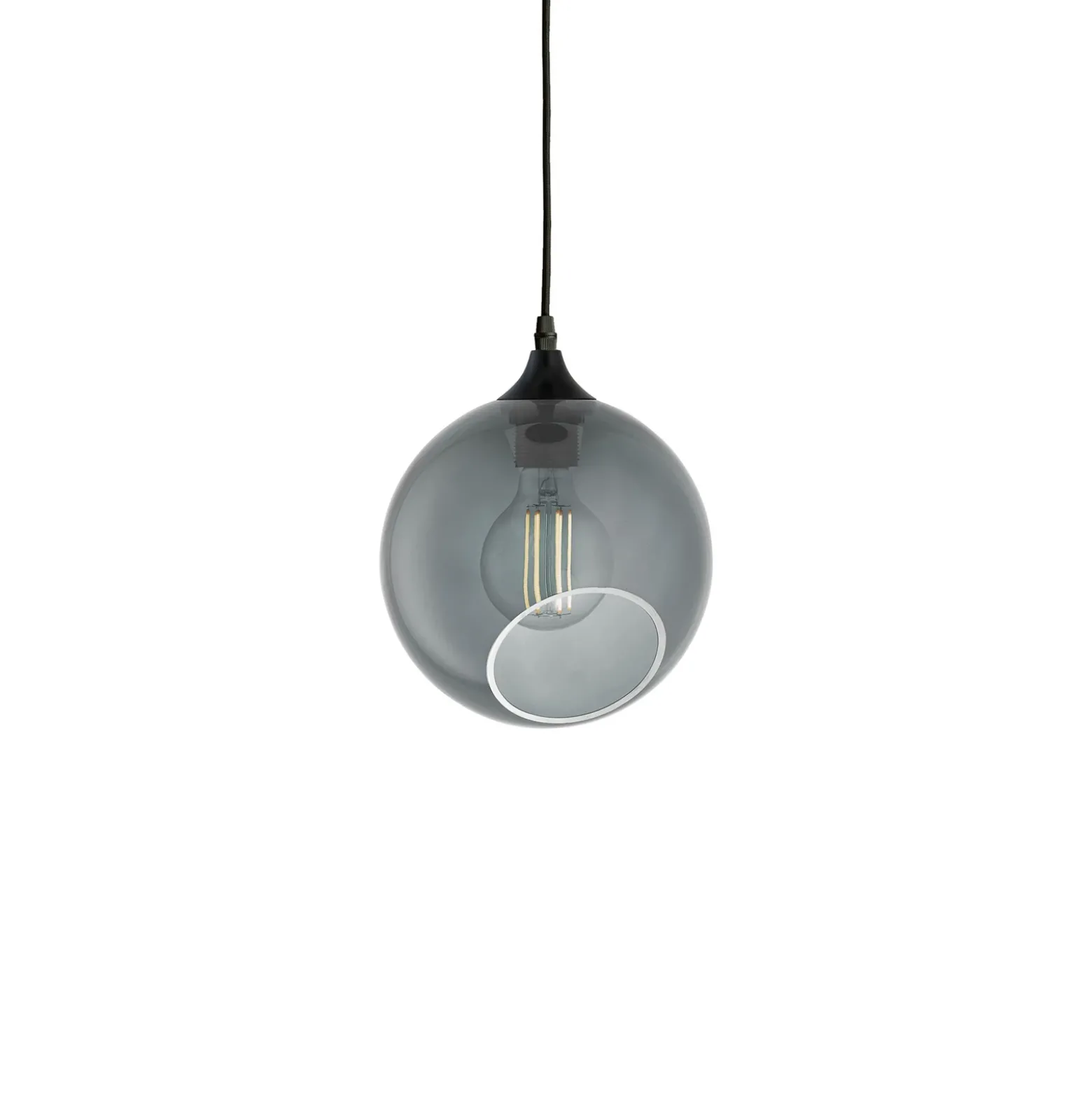 Lámpara colgante Ballroom de DESIGN BY US, gris humo, Ø 20 cm, cristal
