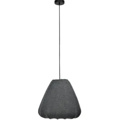 Lámpara colgante Barlaston, Ø 35 cm, negro/gris, metal, tela