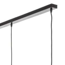 Lámpara colgante Barrel con pantallas de madera, 3 luces, larga