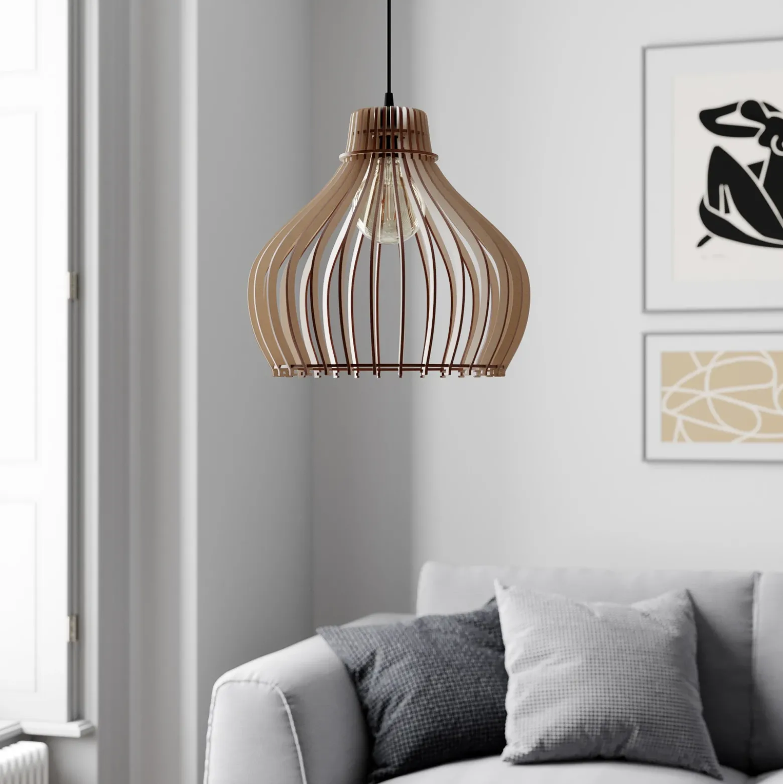 Lámpara colgante Barrel 1 luz, Ø 38cm