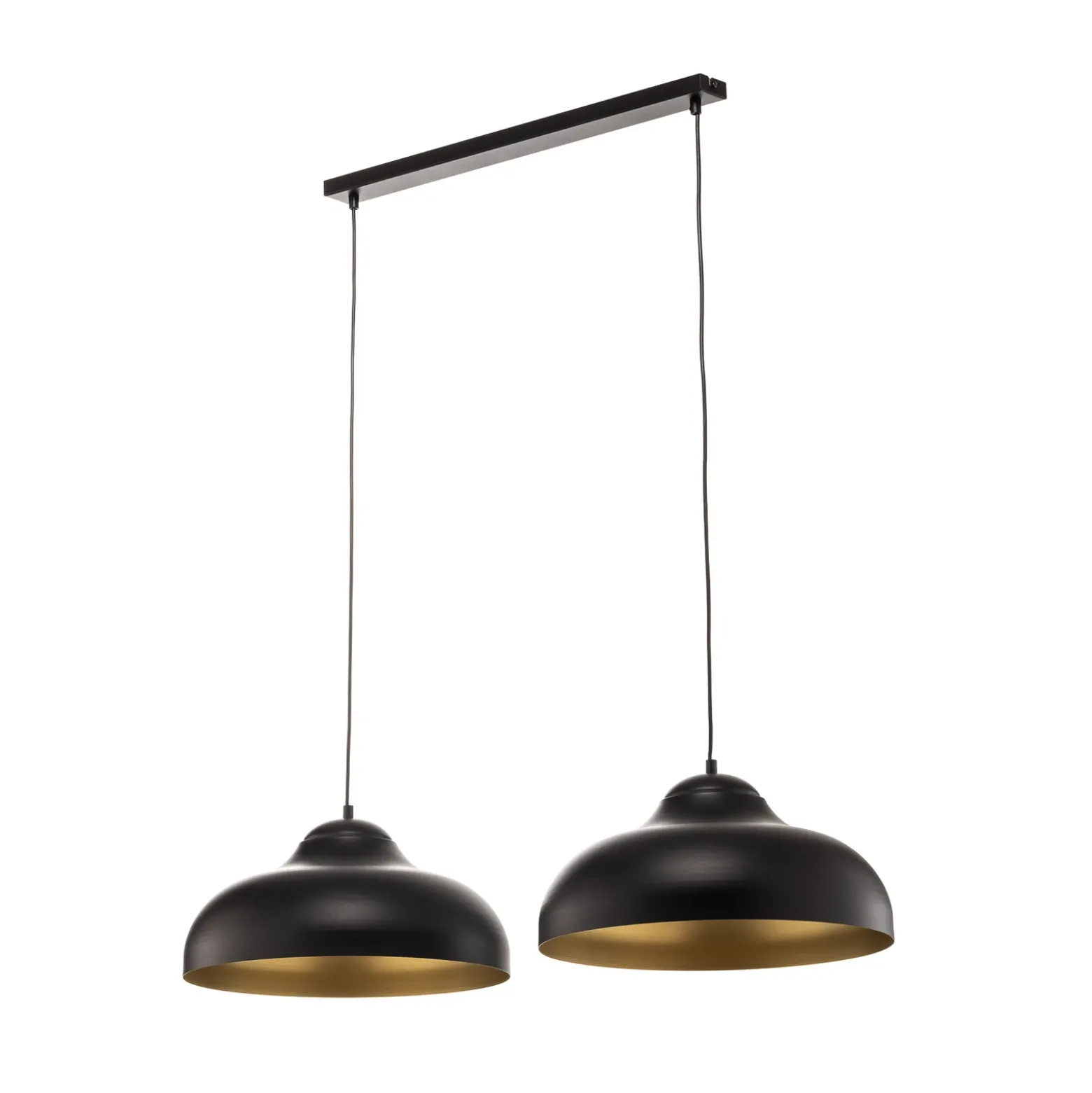 Lámpara colgante Basca, negra/dorada, con 2 luces, 125 cm, E27