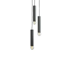 Lámpara colgante Baton, negro, 3 luces