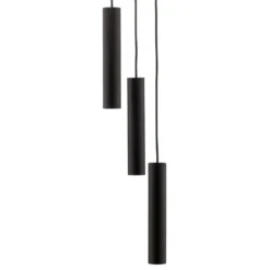 Lámpara colgante Baton, negro, 3 luces