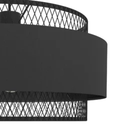 Lámpara colgante Bazely, Ø 40 cm, negra, tela