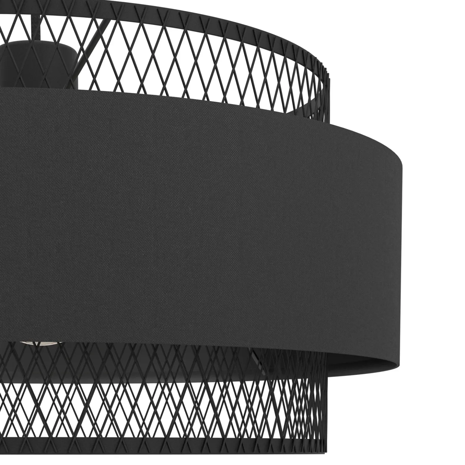 Lámpara colgante Bazely, Ø 40 cm, negra, tela