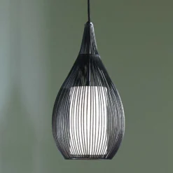 Lámpara colgante Beacon Solis, negro, metal, cristal, Ø 19 cm