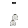 Lámpara colgante Bell, 2 luces, negro/dorado/blanco