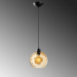 Lámpara colgante Benek, amarilla, cristal, Ø 20 cm, E27