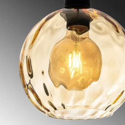 Lámpara colgante Benek, amarilla, cristal, Ø 20 cm, E27