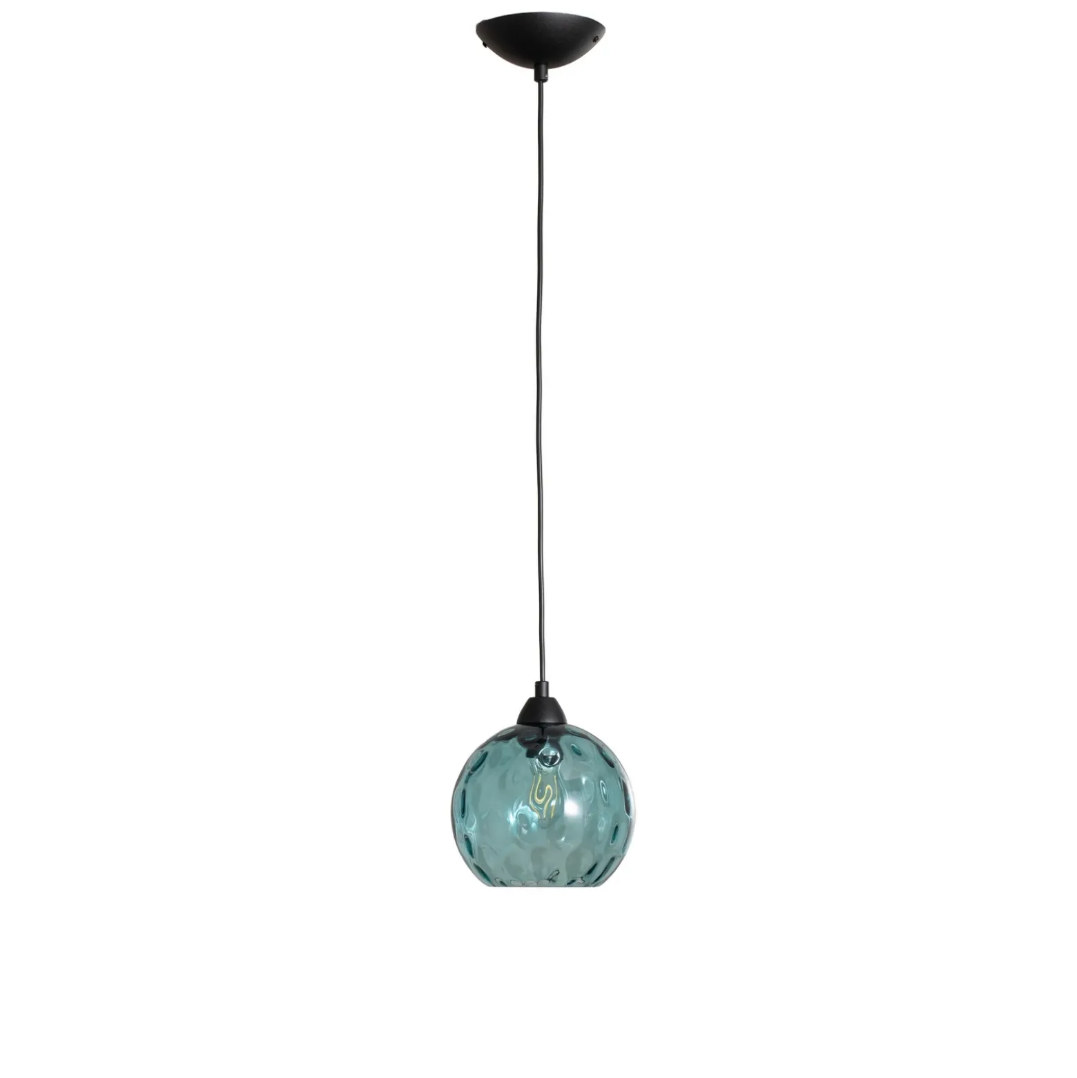 Lámpara colgante Benek, azul, cristal, Ø 20 cm, E27