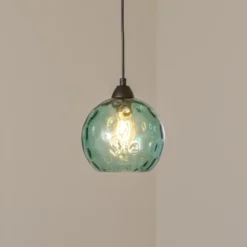 Lámpara colgante Benek, azul, cristal, Ø 20 cm, E27