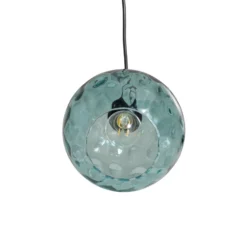 Lámpara colgante Benek, azul, cristal, Ø 20 cm, E27