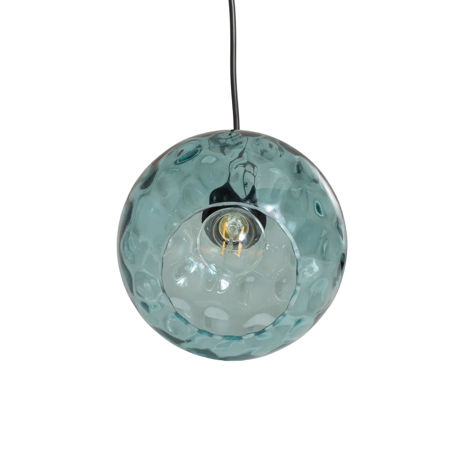 Lámpara colgante Benek, azul, cristal, Ø 20 cm, E27