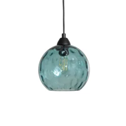 Lámpara colgante Benek, azul, cristal, Ø 20 cm, E27