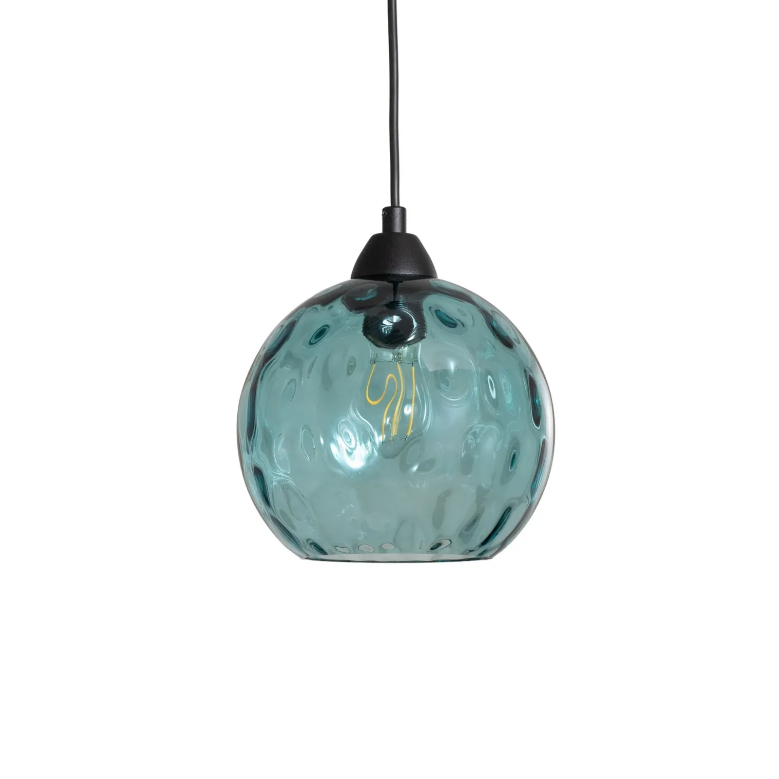 Lámpara colgante Benek, azul, cristal, Ø 20 cm, E27