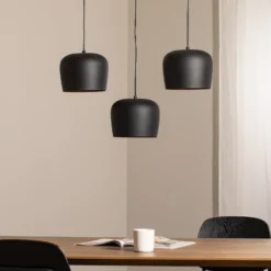 Lámpara colgante Berceste N-1410 negro metal 3 luces lineal
