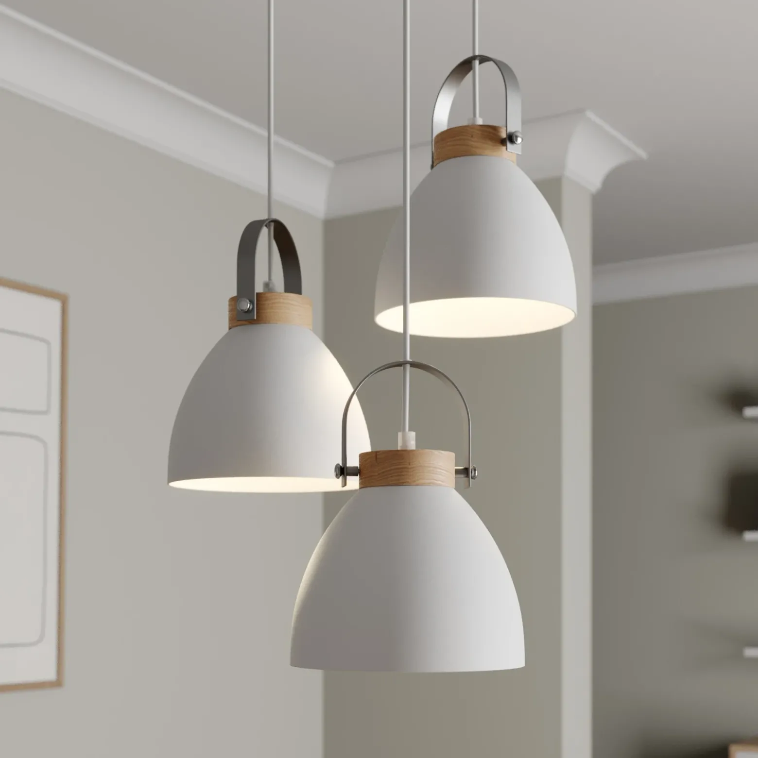 Lámpara colgante Bergen, 3 luces, redonda, blanca
