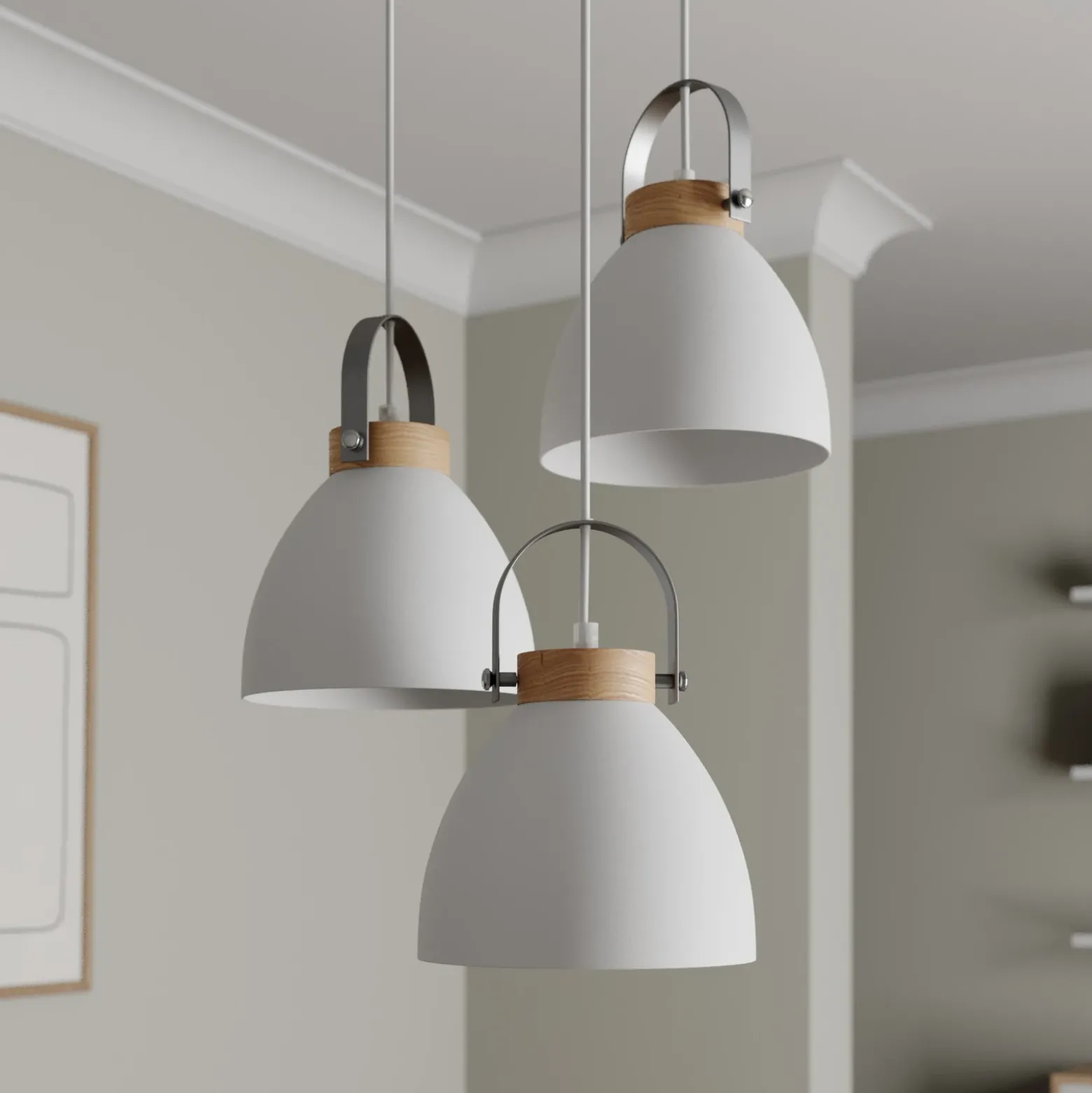 Lámpara colgante Bergen, 3 luces, redonda, blanca