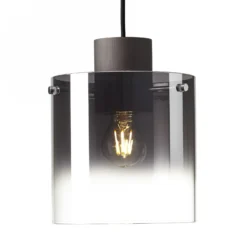 Lámpara colgante Beth, pantalla vidrio humo, 1 luz